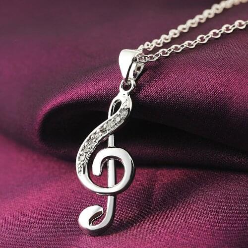 925 Sterling Silver noble crystal Pretty music note Pendant Necklace For Women high quality Fashion party Jewelry Holiday gifts