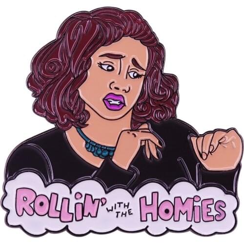 Clueless Pin Badge Brittany Murphy as Tai in the classic movie scene where she sings Rollin with the Homies
