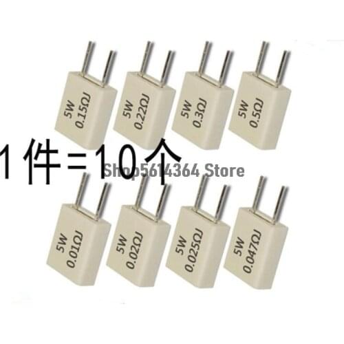 10PCS 5W 0.01R 0.02R 0.047R 0.03R 0.05R 0.1R 0.15R 0.2R 0.3R 0.33R 0.47R 0.5R Ohm 5% Radial Ceramic Cement Power Resistors