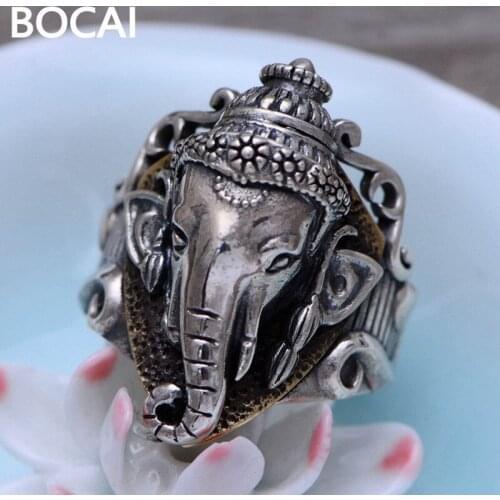 100% real 925 sterling silver jewelry retro Thai silver Man rings the god of wealth male models delicate ring for Man