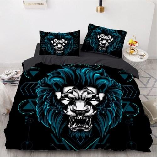 3D Animal Design Comforter Shell Duvet Quilt Cover Bedding Set Double King Queen Double Single Size Lion Home Textile