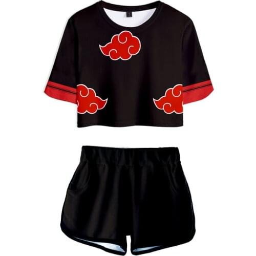 Anime ninja Hongyun logo new character dress printed digital 3D comfortable midriff set female
