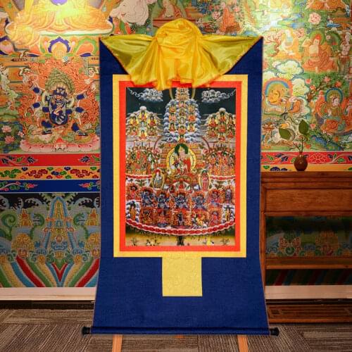 120cm large Buddhism Thangka HOME temple altar WALL Decor ART Padmakara Guru Rinpoche Buddha Mandala Refuge Thang-ga painting