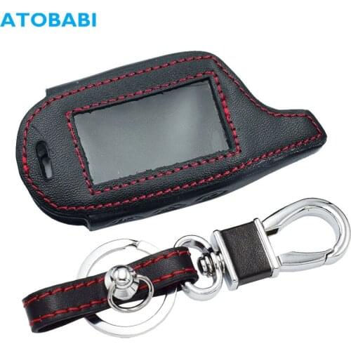 B9 Real Leather Car Key Case For Starline B9 A61 B6 A91 V7 Starlionr Two Way Car Alarm LCD Transmitter Remote Control Fob Cover