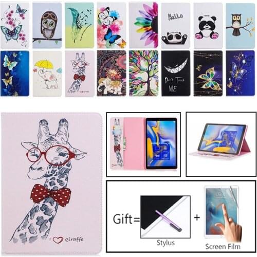 Case For Samsung Galaxy Tab A A2 2018 10.5 inch T590 T595 T597 SM-T590 Cover Funda Tablet Fashion painted Stand Shell + Film