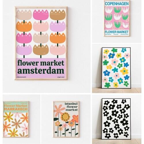 Flower market poster printable modern art printing