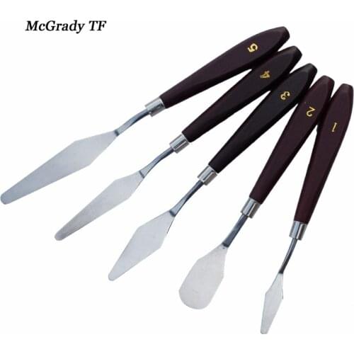 5Pcs Mixed Stainless Steel Palette Scraper Set Spatula Knives For Artist Oil Painting Tools Painting Knife Blade