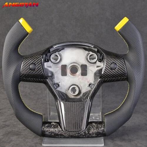 F1 Racing Car Forged Carbon Fiber Steering Wheel compatible For Tesla Model 3