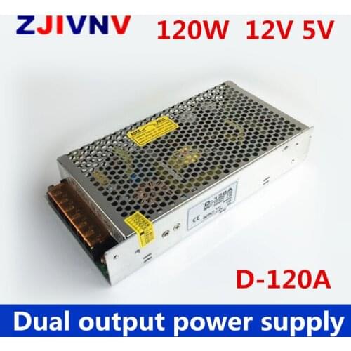 120w Dual output power supply 12v 5v, switch mode power supply two group 5v 12a, 12v 5a led power supply ac to dc (D-120A)