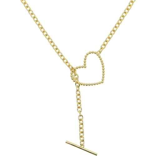 Gold Color Classic Thin Plain Cuban Link Chain Necklace Big Hollow Bead Heart Untique Choke 2021 New Gift Fashion Women Jewelry