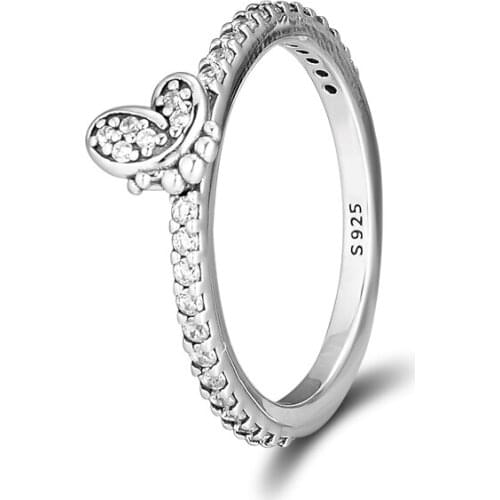 CKK Ring Dazzling Butterfly Silver Rings For Women Men Anel Feminino 925 Jewelry Sterling Silver Anillos Mujer Wedding Hombre