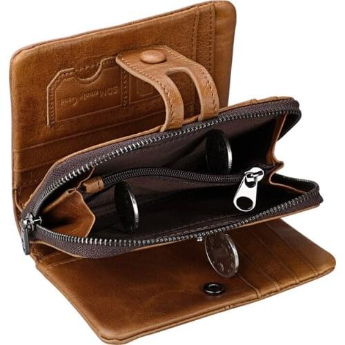 Men Coin Purse Small Wallet Female Genuine Leather Wallet Clamp For Money Bag For Ladies Women Zipper Card Short Purse