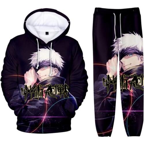 Anime Hoodie+Sweatpant Sets Jujutsu Kaisen Sweatshirt+Long pants 3D Men Women Streetwear Everyday Casual Oversize Hoodies suit