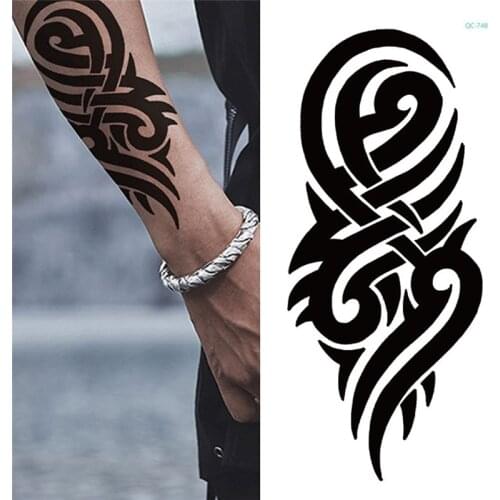 Hot Black Temporary Tattoo Body Art Tattoos 3D Waterproof Temporary Tattoos Sticker Art Men Arm Leg Fake Tatoo Paper