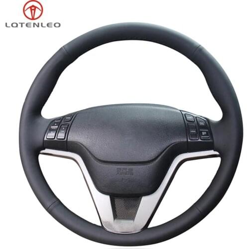 LQTENLEO Black Artificial Leather Hand-stitched Car Steering Wheel Cover For Honda CR-V CRV 2006-2012 Crossroad 2007