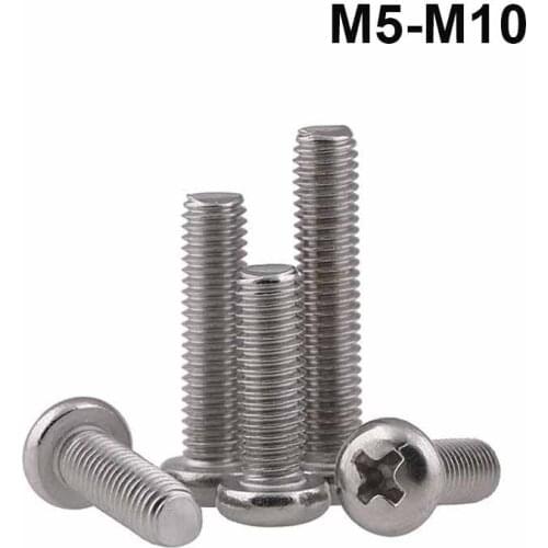 M5 M6 M8 M10 304 Stainless steel Cross Round Phillips Pan Head Screws Bolt Length 6-100mm