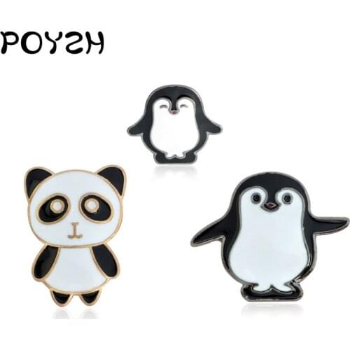 Lovely animals Brooch Badge big panda China Antarctic Penguin Penguin Collar Lapel Pin Jewelry gifts for friends who like animal