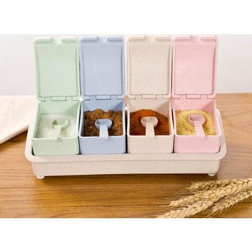 Wheat straw seasoning spice jar seasoning salt shaker bottle set kitchen condiment jar seasoning box