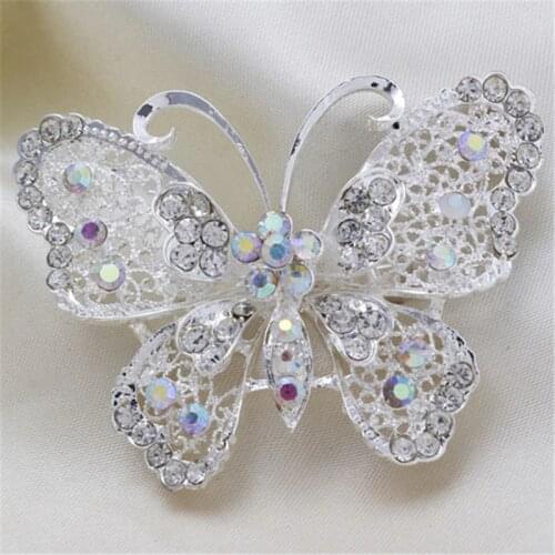 2018 New Hot Bouquet Brooch Jewelry Wedding Korean Silver Plated Butterfly Insect Rhinestone Bride Brooch Pins Women Brooch