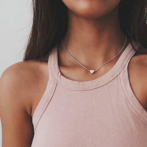 New Fashion Women Simple Love Shape Heart Pendant Choker Chain Multilaye Necklace Beach Summer Necklace Jewelry Drop Shipping