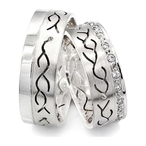 Couple Wedding Ring Sterling Silver 925 Woman And Man Luxury Jewelry Bands Fashion Engagement Anniversary Ancient Greek Model