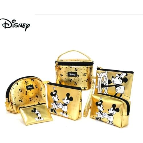 Original Disney Mickey Minnie Female Multi-Function Makeup Bag Lipstick Makeup Brush Storage Female Portable Cute Bag Women Bag