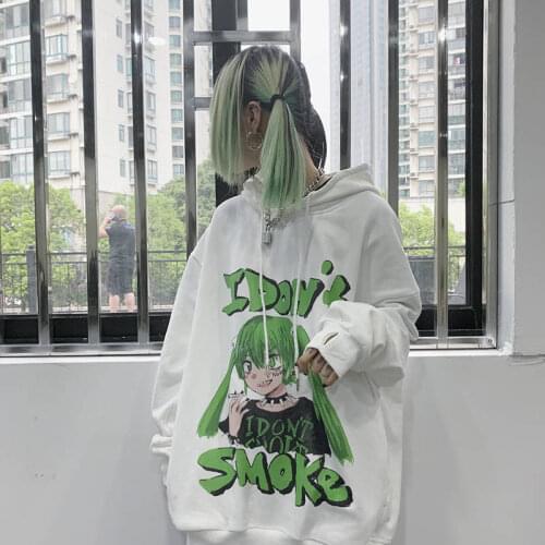 Autumn Harajuku Print Girl Streetwear Loose Kawaii Hoodie Women Casual TShirt Long Sleeve Female Round Neck New Japan version