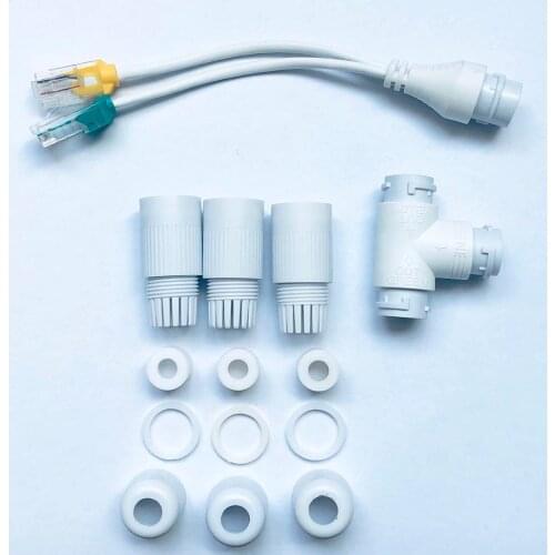 POE Camera Simplified Cable Connector, Splitter 2-in-1 Network Cable Connector Three-way RJ45 Head Waterproof POE Camera Install