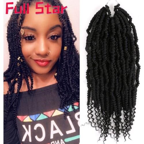 Full Star Pre Spring Twist Synthetic Crochet Hair Extensions Crotchet Braids Pre looped Fluffy Bomb Braiding braid passion