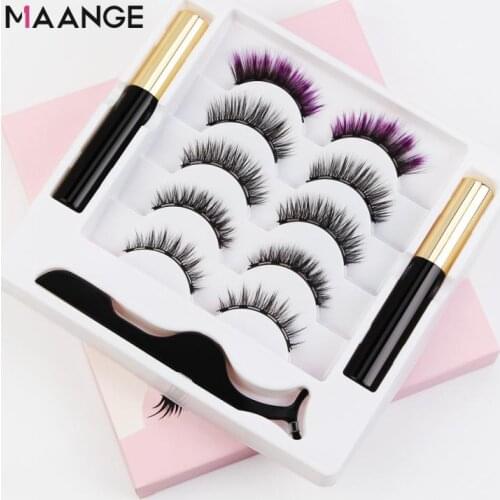 Five Pairs 3D Magnetic Eyeliner Liquid False Eyelashes Set Magnet Eyelashes Beauty Women Eyelash Makeup Cosmetic TSLM1