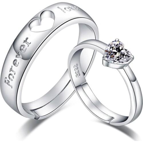 100% 925 sterling silver romantic I DO letter lovers`wedding couple adjustable rings finger ring wholesale jewelry gift