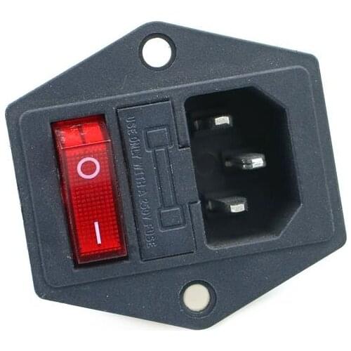 AC power supply socket with lamp with fuse power socket three with safety belt KCD3 switch