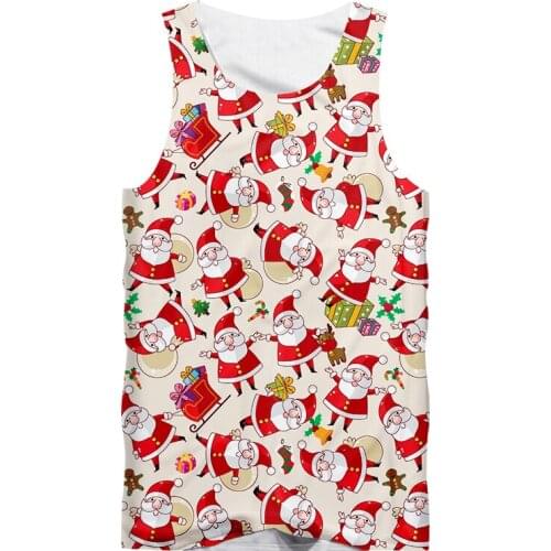 IFPD EU Size Christmas Mens 3D Printed Santa Claus Gingerbread Best Selling Tank Top 6XL Personality Plus Size Xmas Party Vest