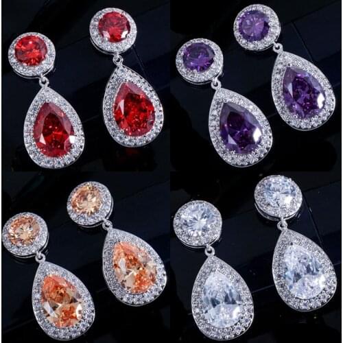 12x12mm Lovely Round Created Green Peridot Violet Tanzanite White CZ Daily Wear Silver Earrings Wholesale Drop Shipping