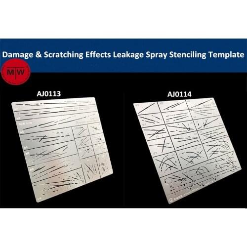 Alexen AJ0113/AJ0114 Damage Scratching Effects Leakage Spray Stenciling Template Aging Assistant Tools for 1/32 1/35 1/100 Model