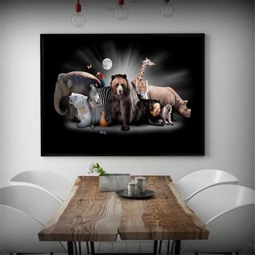 Elephants Polar Bears Brown Zebras Birds Pictures Living Room Wall Art Decor Animal No Frame Poster Oil Painting Decoration