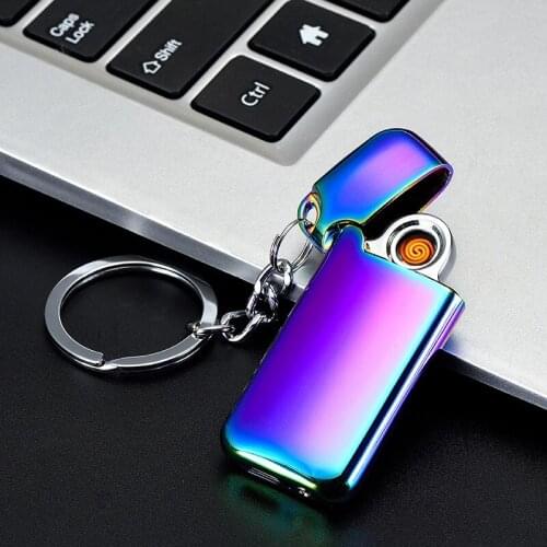 USB Mini Charging Lighter Easy to Carry car Key Chain Mens Pendant Multi Function Silent Windproof Cigarette Lighter