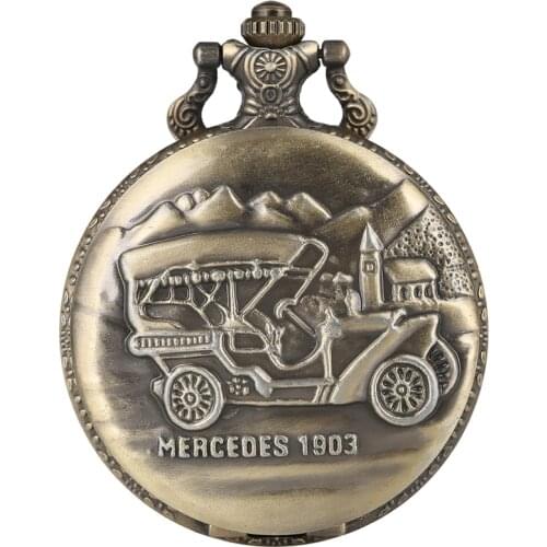 Vintage Bronze pocket watch Retro Steam Punk Van Car Antique Chain Quartz Locomotive Pendant Pocket Watch Gift reloj bolsillo