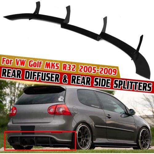 High Quality MK5 R32 Car Rear Diffuser Lip & Rear Side Splitters For VW For Golf MK5 R32 2005-2009 Car Rear Bumper Lip Diffuser