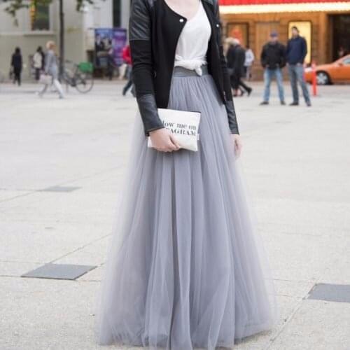 Юбка Fashion Long Tulle Skirts Simple Faldas Female Wear 3 Layers Long Cheap Skirt Tulle With Lining