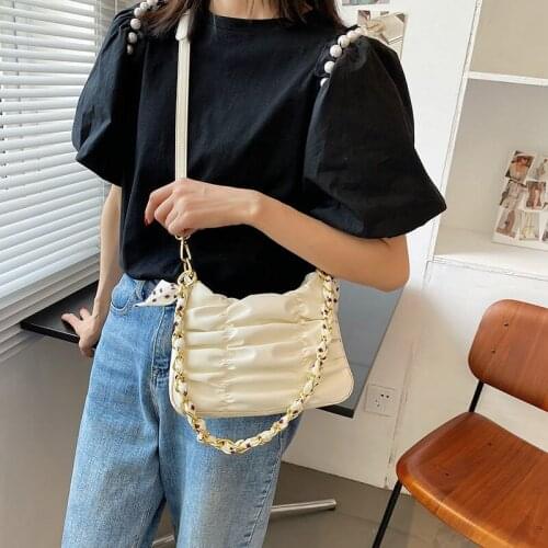 Women Bag Handbag Crossbody Bag Women Shoulder Bag Purse Folds Chain Designer All-match Zipper Fashion 2021 New Trend PU Leather