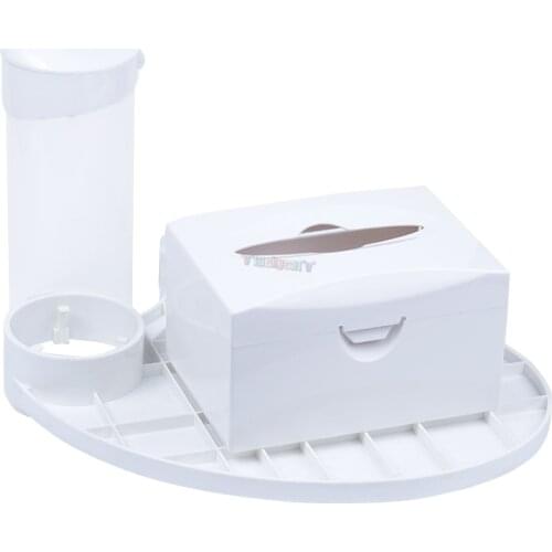1set white Dental Disposable Cup and Storage Holder Plastic Holder+Paper Tissue Box Dental Chair Accessory