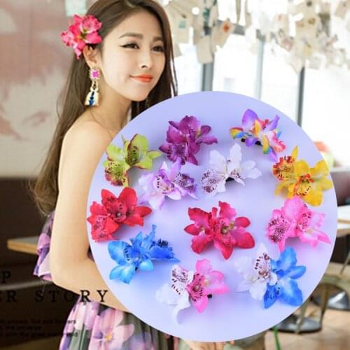Sale Handmade Butterfly Orchid Hair Pins Flower Bridal Hair Clip Wedding Hair Accessories 18 Colors Hair Jewelry Women 1PC