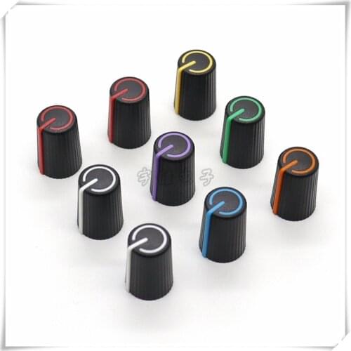 10 Pieces Mixer Adjustment Knob Diameter 11.5mm Height 17mm Plastic Knob Cap 270 degrees D-Shaped Inner Hole 6mm