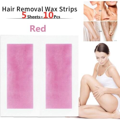 10pcs/lot Red Hair Removal Wax Strips Roll Underarm Wax Strip Paper Beauty Tool Leg Body Facial Hair Women Men