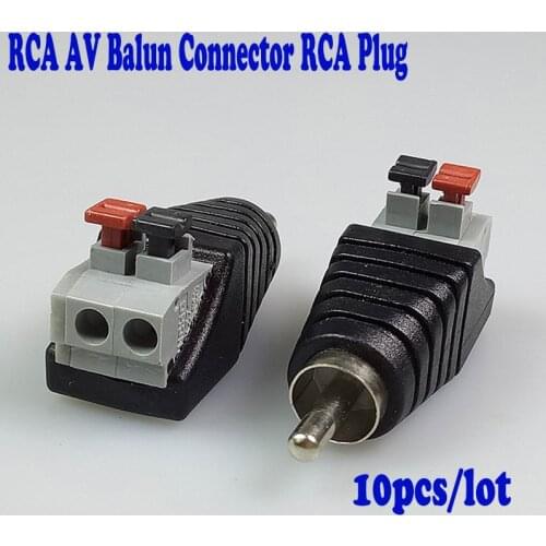 10pcs/lot RCA Connector Speaker Wire Cable to Audio Male Cable Professional Jack Press Plug RCA Connector Adapter Cable AV Balun