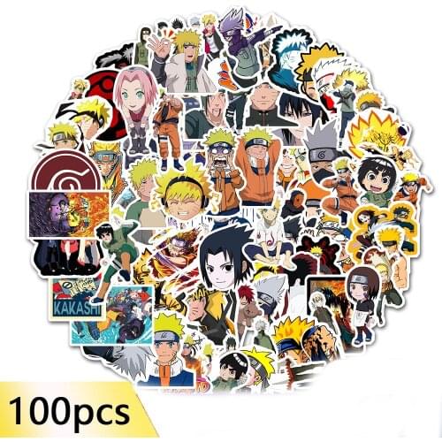 100PCS Cartoon Anime-NARUTO Waterproof Kids Adult Stickers Skateboard Suitcase Guitar Graffiti DIY Children Classic Toys