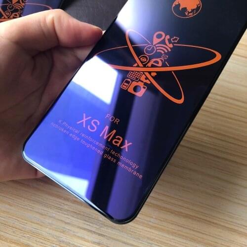 200pcs Big Curved Tempered Glass Anti-Blue Ray Screen Protector for iPhone 12 Mini 11 Pro Max 6 6s 7 8 Plus X Xs Max Xr