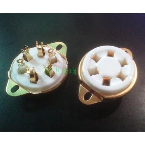 3pcs ceramic tube socket 6 pin tube socket GZC6-2-G golden foot for 310 366 VT57,VT58 tube amplifier