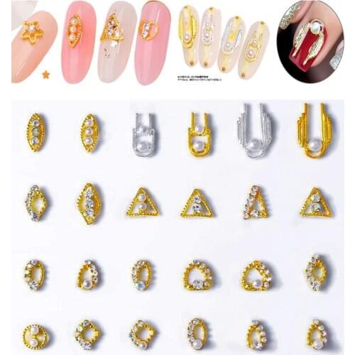 10pc/bag Antique Alloy 3D Nail Art Decorations Charm Glitter with Crystal Diamonds Stone Gold Zircon Nail Stones #LSHF25U